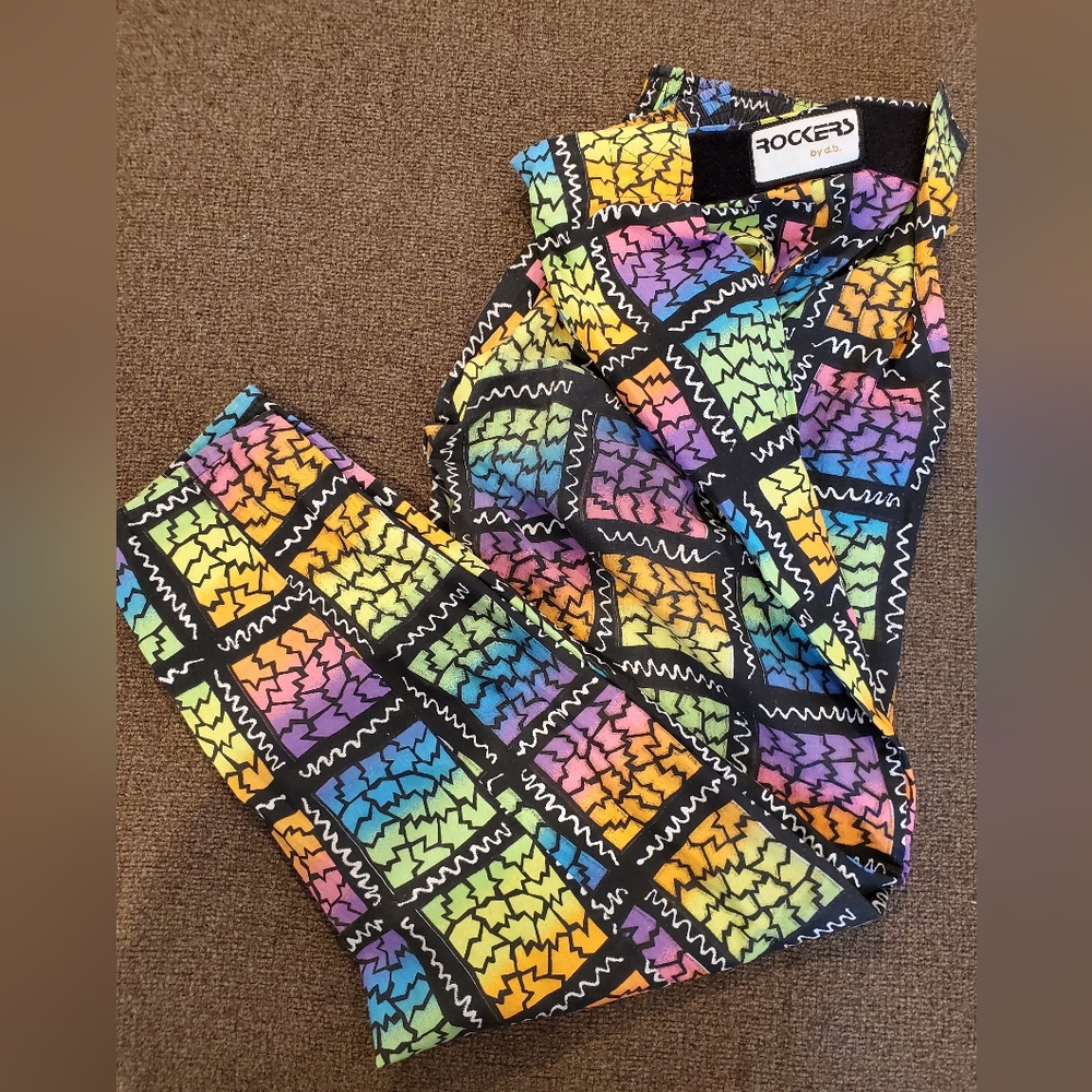 Vintage 80s 90s Parachute Streetwear Colorful Pants By Rockers By d.b. Mens Sz L